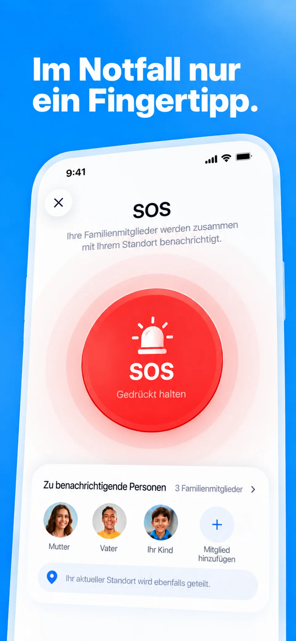 Eine SOS-Benachrichtigung in FamSinyal, mit dem in diesem Moment übermittelbaren Standort