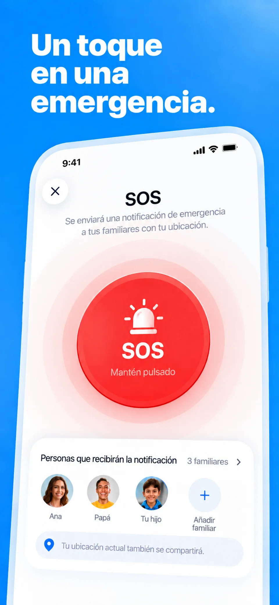 Una alerta SOS en FamSinyal, con la ubicación que podía compartirse en ese momento