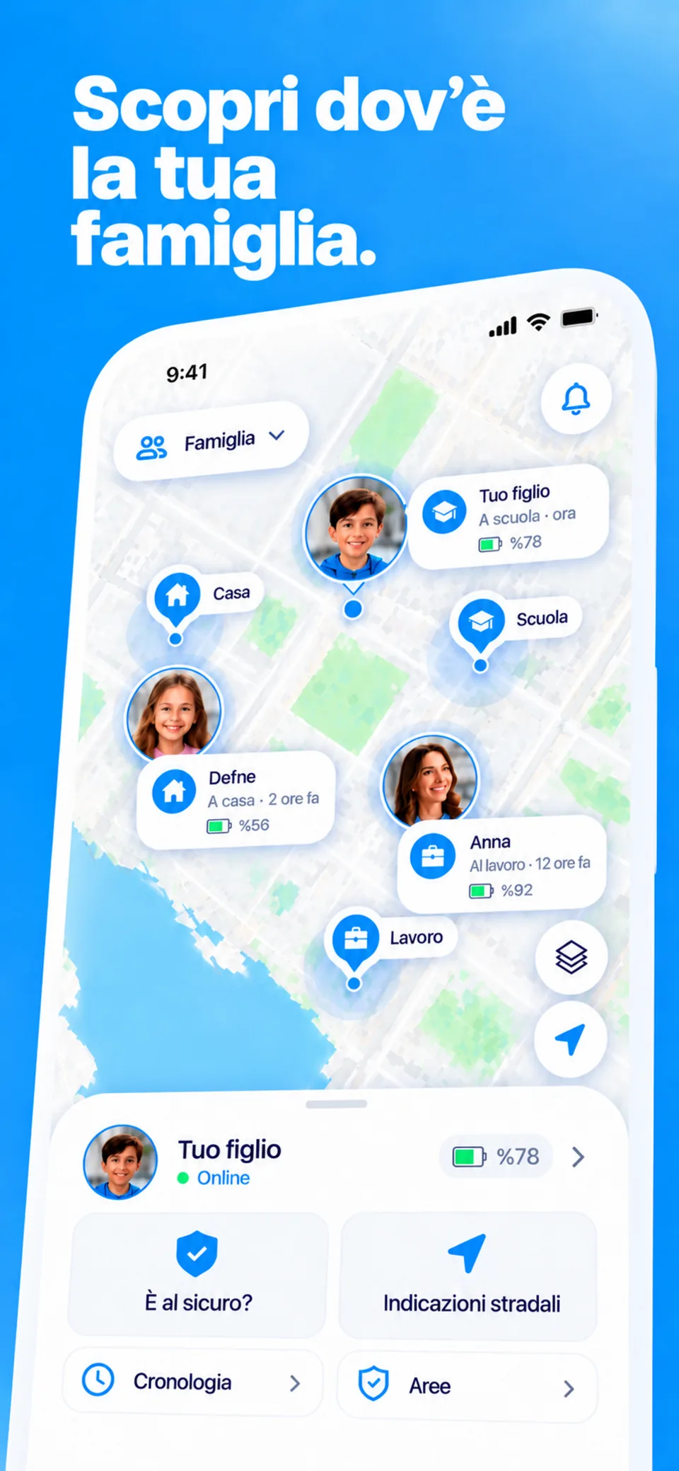 La mappa di FamSinyal con l'ultima posizione segnalata, l'ora del rilevamento e la precisione approssimativa