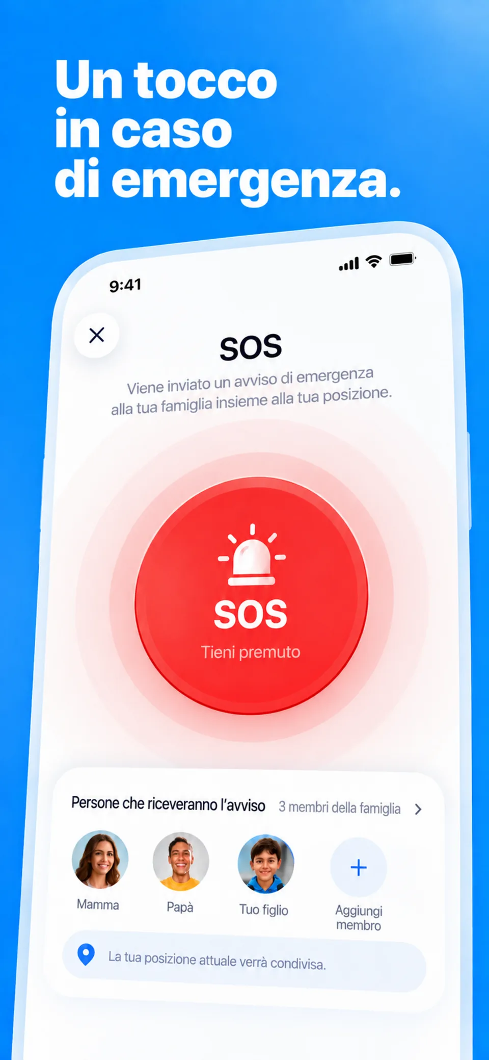 Un avviso SOS in FamSinyal, con la posizione che poteva essere condivisa in quel momento